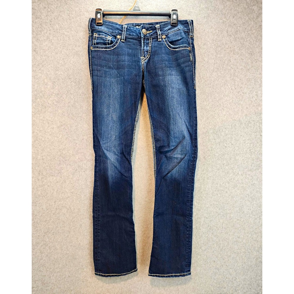 Silver Jeans Co. Women's Dark Wash Bootcut Jeans Blue Denim Slim Mid Rise 28x32